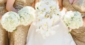 White Orchid  Bride and (3) Bridesmaids Bouquets