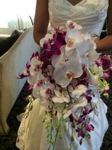 White Orchid  Cascade Bouquet