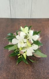 White Corsage with Dendrobium Orchids 