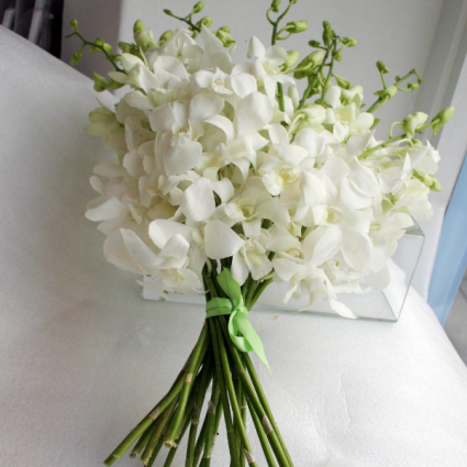 White Orchid Hand Tied Bouquet