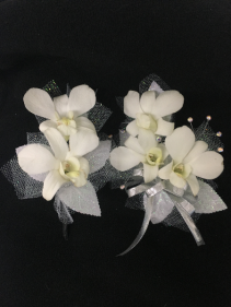 White Orchid Prom Set Wrist corsage and boutonniere