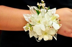 WHITE ORCHID WAX FLOWER CORSAGE 