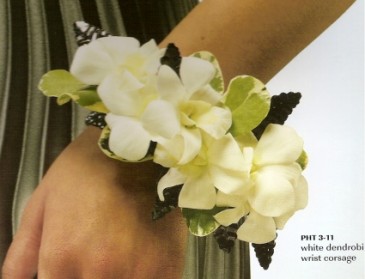 White Orchid Wristlet Corsage (other colors available)