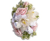 White Orchids & Pink Roses Wrist Corsage