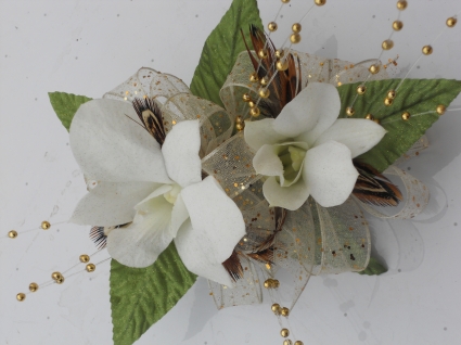 White Orchids with Gold  
