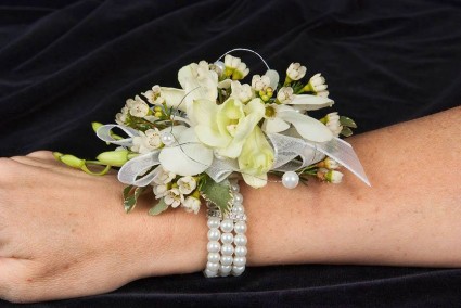 White Orchids with Pearls 