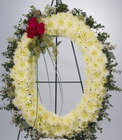 White Oval Standing Sympathy Wreath