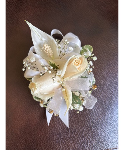 White Peace Wrist Corsage