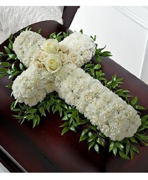 White Peaceful Memories Casket Spray  