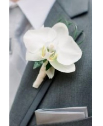 White Phalaenopsis Boutonniere 