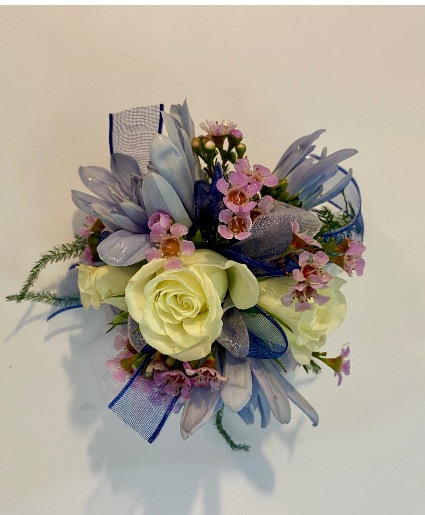 White pinks and blues  Corsage