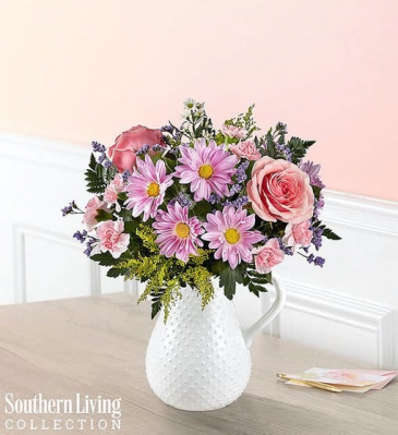 White Pitcher with Shades of Pink