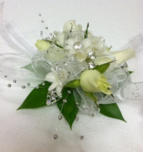 White Princess wrist corsage - medium size