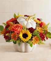 White Pumpkin Fall Floral Arrangement