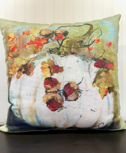 White Pumpkin Fall Pillow Powell Florist Gift Item