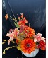 White Pumpkin with Silk Flowers Ceramic pumpkin, custom, silk flowers - fall