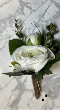 White Ranunculus Boutonniere  