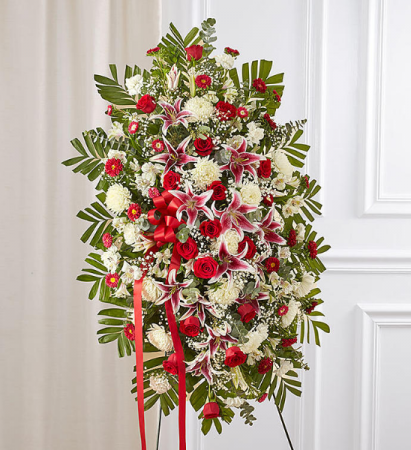White, Red and Pink Standing Spray