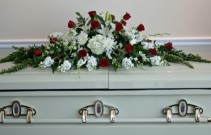 White & Red Casket Cover sympathy flowers