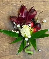 Mixed Maroon and White  Boutonniere