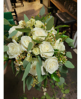 White Rose and Eucalyptus Bouquet Bridal Bouquet