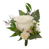 White rose and Lisianthus Boutonniere floral