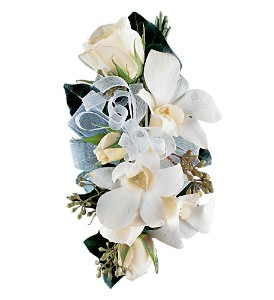 White Rose and Orchid Corsage 