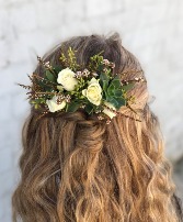 White Rose and Succulent Hairpiece 