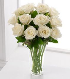 White Rose Bouquet 1 Dozen Roses