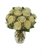 12 White Rose Bouquet 