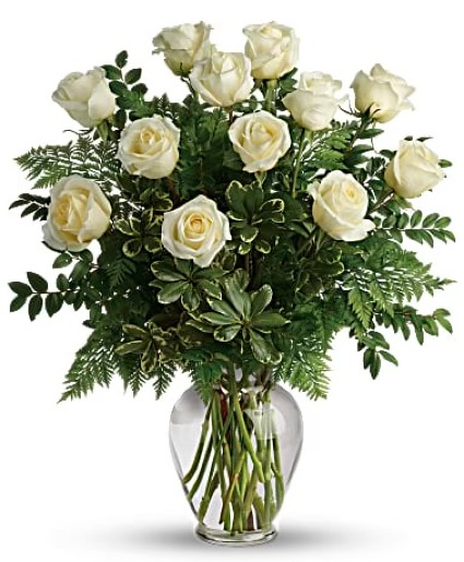 Classic Dozen White Roses White Rose Arrangement