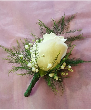 White Rose Boutonniere in Croton On Hudson, NY | Cooke's Little Shoppe Of Flowers