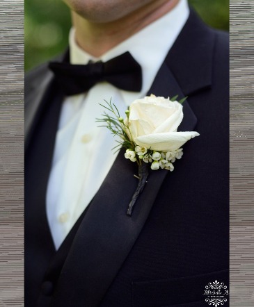 White rose boutonniere  in Orleans, ON | SELECT BLOOMS FLORAL BOUTIQUE