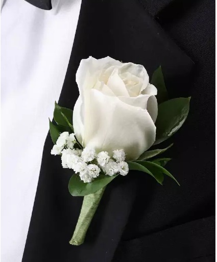 White rose boutonniere 