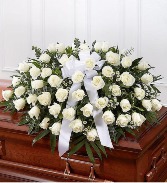 WHITE ROSE CASKET SPRAY 