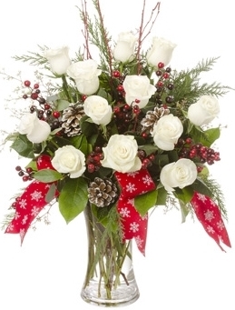 WHITE ROSE CHRISTMAS ARRANGEMENT