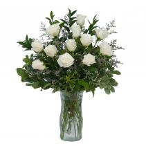 Dozen White Roses Arrangement