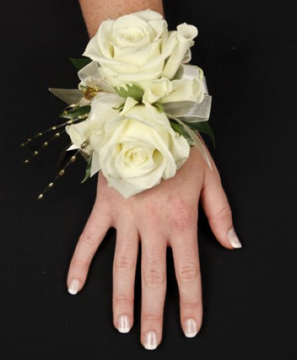 White Rose Glitter Corsage