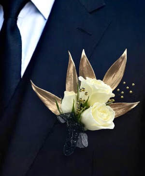 White Rose Glitz Boutonniere 