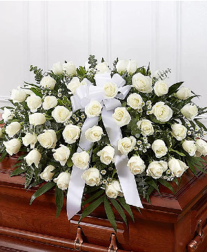 White Rose half casket cover 1800-Flowers