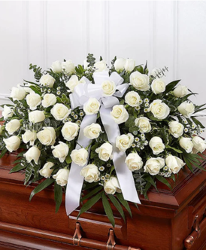 White Rose Half Casket Cover 