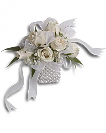 White rose prom corsage 