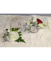 Red & White Rose Prom Wristlet