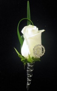 White Rose Rhinestone Wristlet  in Fort Worth, TX | DAVIS FLORAL DESIGNS