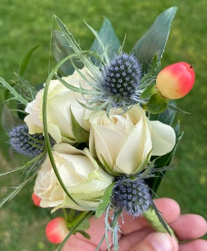 White Rose & Thistle Boutonniere 