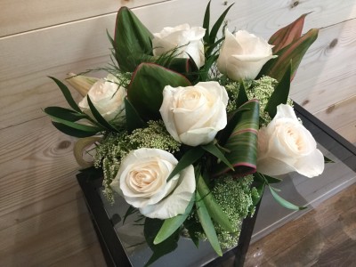 White Rose Vase