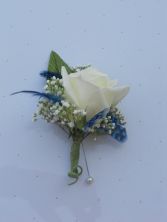 White Rose with Blue Feathers  