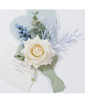 White Rose with Blueberries Boutonniere