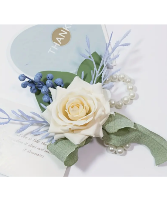 White Rose with Blueberries Corsage Bracelet