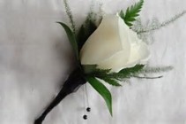 White rose with Greenery Boutonniere